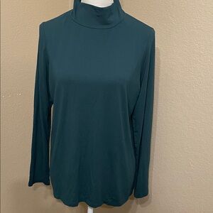Chico’s Touch of Cool Mockneck Layering Tee Hunter Green Large